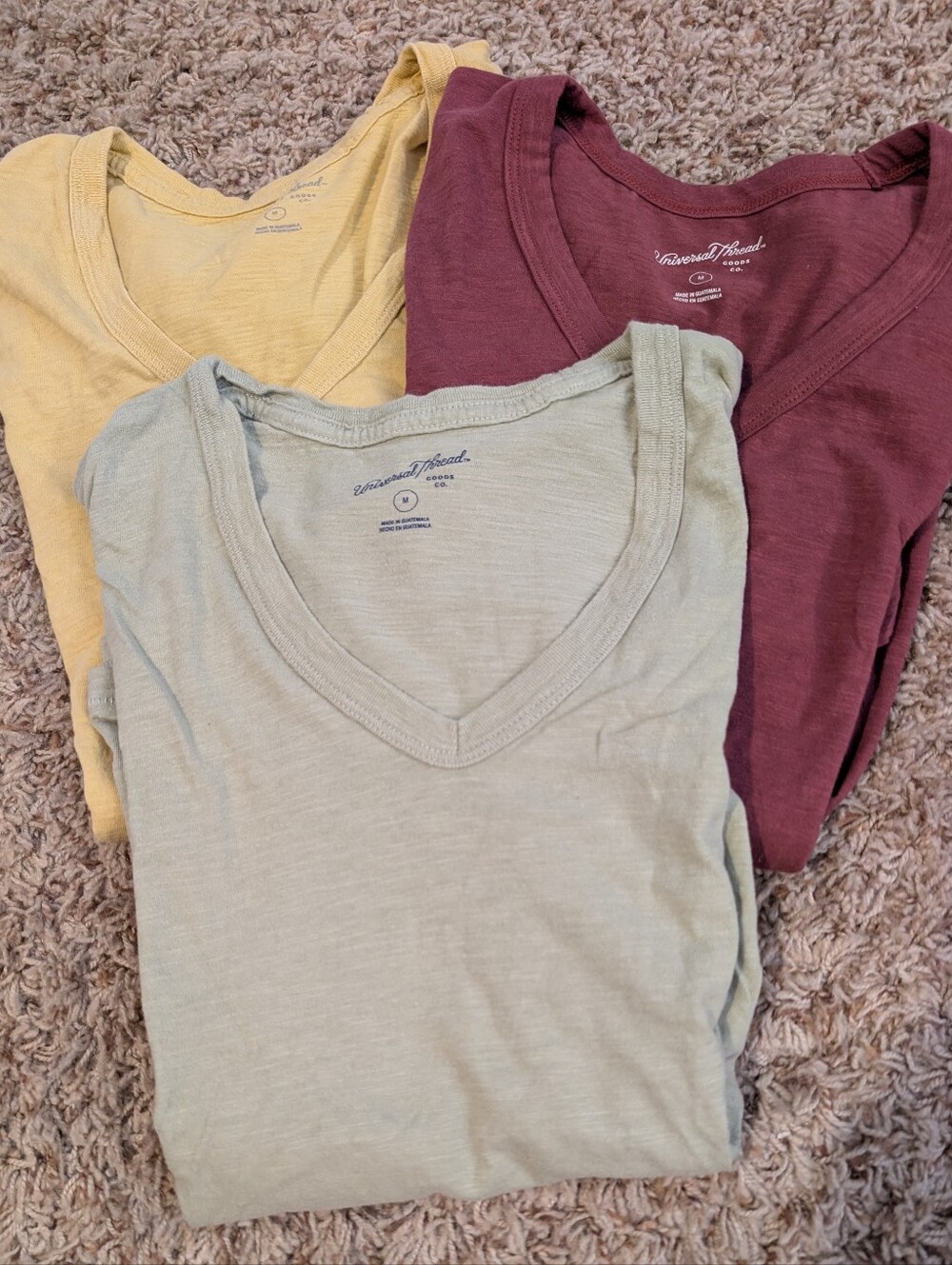 Women's Universal Thread V-Neck Tops in Sage, Mustard & Burgundy